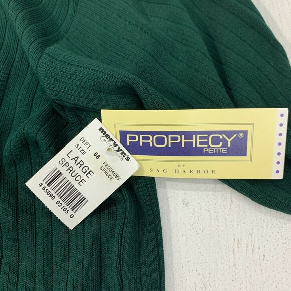 Vintage Prophecy Sag Harbor Ribbed Shirt Petite Size L Forest Green Mid Sleeves - Picture 7 of 9